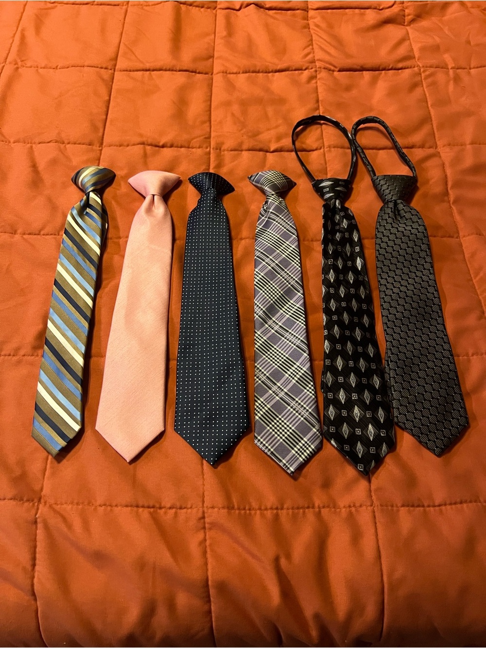 Mixed youth Tie Lot - Blue, Pink, Black, Gray Plaid & Patterned Neckties